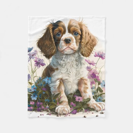 Lief Cavalier Spaniel Puppy Hond Fleece Deken (Voorkant)