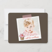 Lief Cherry Cupcakes Chic Meisje Verjaardag Dank u Notitiekaartje (Achterkant)