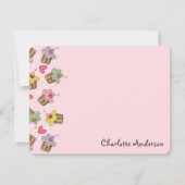 Lief Cherry Cupcakes Chic Meisje Verjaardag Dank u Notitiekaartje (Voorkant)