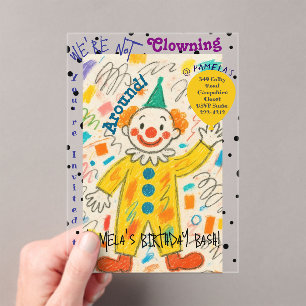 Lief Clown Ballon Acryl Uitnodiging