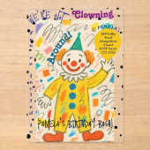 Lief Clown Ballon Acryl Uitnodiging (Voorkant)