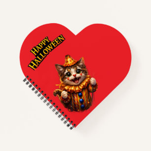 Lief clowns katje grillig blij Halloween hart Notitieboek