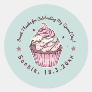 Lief Cupcake Verjaardagsviering Dank u Ronde Sticker