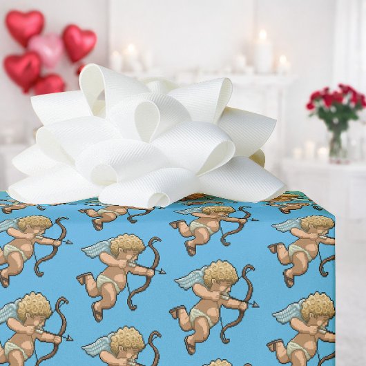 Lief Cupido Valentijns Liefdes Pijl Pixel Art Patr Cadeaupapier