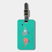 Lief Cute Vogels Op Glittery Bagagelabel (Voorkant verticaal)