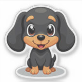 Lief Dachshund Puppy – Chibi Stijl Sticker (Voorkant)