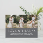 Lief dank je 3 Foto Bruiloft Dank je Bedankkaart (Staand voorkant)