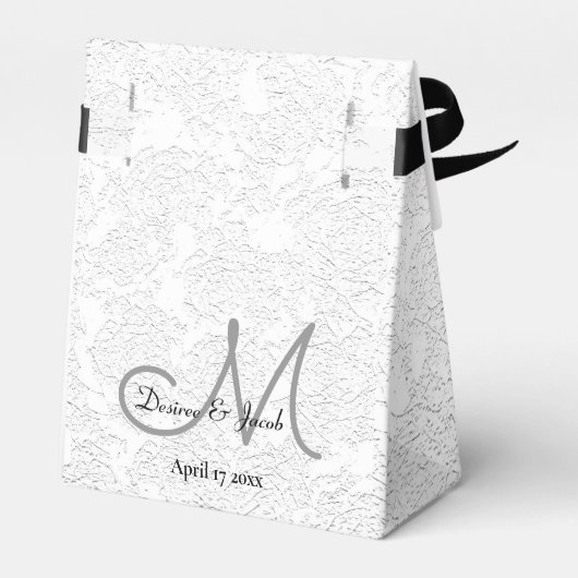 Lief dank u wit zwart grijs bruiloft monogram bedankdoosjes (Achterkant)