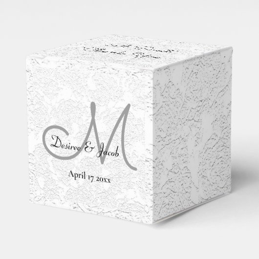 Lief Dank u Wit Zwart Grijs Monogram Bruiloft Bedankdoosjes (Voorkant Zijde)