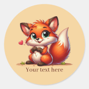 Lief dier liefde vos aanpasbaar  ronde sticker
