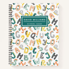 Lief Dinosaurus Alfabet Patroon Kinderen School Notitieboek