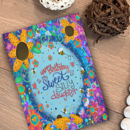 Lief Dochter Verjaardag Plezier Bloemen Trendy Kaart
