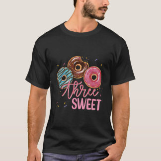 Lief drie 3e donut verjaardag meisje donut party t-shirt