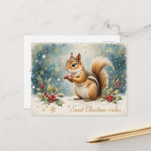 Lief Eekhoorn Kerstmis Winter Boslandschap Feestdagenkaart