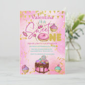 Lief Een 1e Verjaardag Roze Faux Glitter Donut Kaart (Staand voorkant)