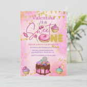 Lief Een 1e Verjaardag Roze Faux Glitter Donut Kaart (Staand voorkant)