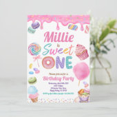 Lief Een 1e Verjaardagsfeestje Roze Pastel Sprinkl Kaart (Staand voorkant)