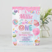 Lief Een 1e Verjaardagsfeestje Roze Pastel Sprinkl Kaart (Staand voorkant)