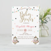 Lief eenhoorn, sterren baby shower uitnodiging (Staand voorkant)