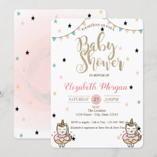 Lief eenhoorn, sterren baby shower uitnodiging