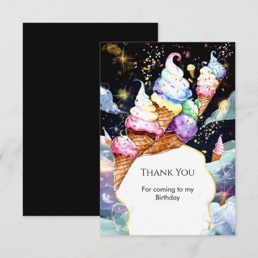 Lief eenvoudig roomijs Verjaardag Bedankkaart (Voorkant / Achterkant)