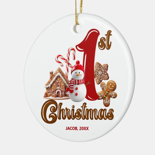 Lief eerste Kerstmis Keramisch Ornament (Links)