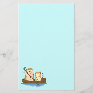 Lief egelpaar zeilt op houten boot briefpapier