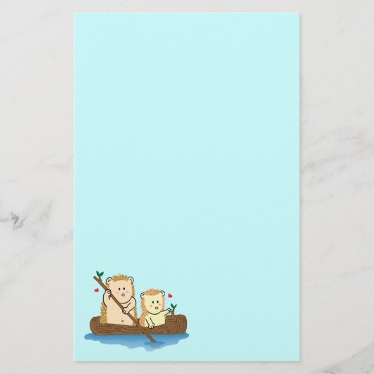 Lief egelpaar zeilt op houten boot briefpapier (Voorkant)