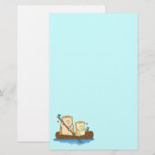 Lief egelpaar zeilt op houten boot briefpapier (Voorkant / Achterkant)