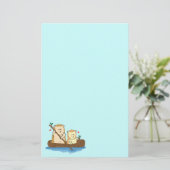Lief egelpaar zeilt op houten boot briefpapier (Staand voorkant)