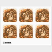 Lief Egelpasgetrouwd Koppel Bos Bruiloft Vierkante Sticker (Vel)