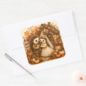 Lief Egelpasgetrouwd Koppel Bos Bruiloft Vierkante Sticker (Envelop)