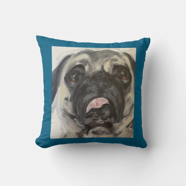 Lief en Gekke Pug schilderij Kussen (Voorkant)