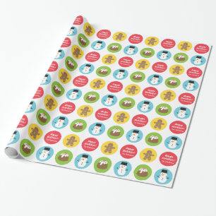 Lief en Kleurrijk Kerstmis Patroon Cadeaupapier