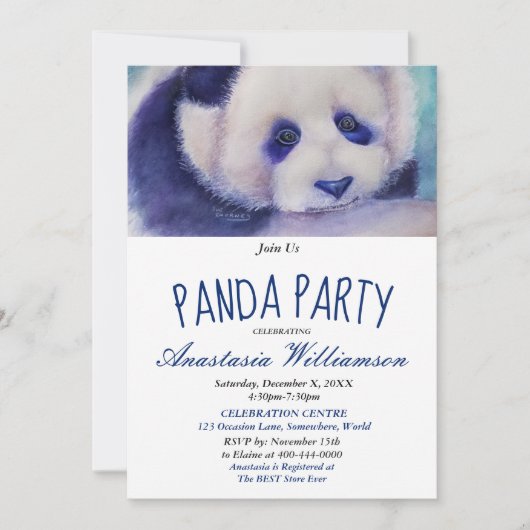 LIEF EN SCHATTIGE PANDA 10E VERJAARDAGSFEEST INVIT KAART (Voorkant)