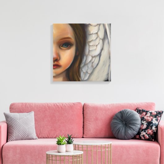 Lief engel meisje canvas afdruk (Insitu (Woonkamer))
