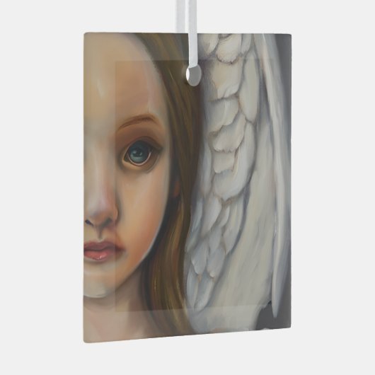Lief engel meisje glas ornament (Voorkant Rechts)