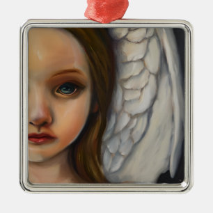 Lief engel meisje metalen ornament