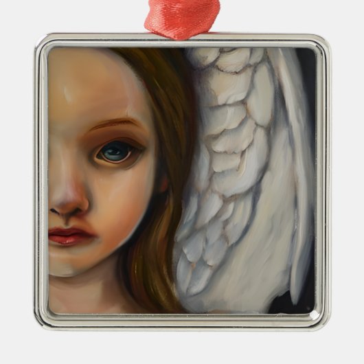 Lief engel meisje metalen ornament (Voorkant)