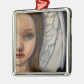 Lief engel meisje metalen ornament (Links)
