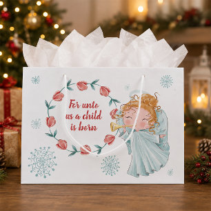 Lief engelachtig christelijk kerstfeest groot cadeauzakje