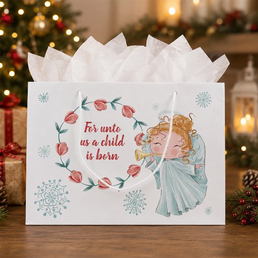 Lief engelachtig christelijk kerstfeest groot cadeauzakje