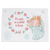 Lief engelachtig christelijk kerstfeest groot cadeauzakje (Voorkant)