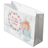 Lief engelachtig christelijk kerstfeest groot cadeauzakje (Voorkant Gekanteld)