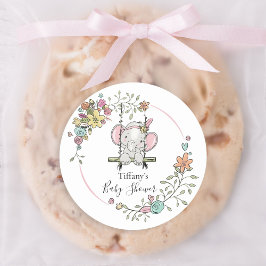Lief etikettje voor een babyshower met bloemige ol ronde sticker