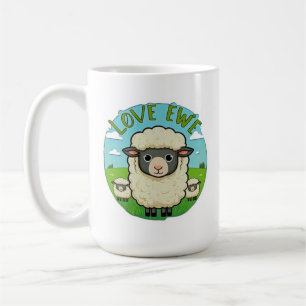 Lief Euw Cute Schaap Pun Hart Dier Kunst Koffiemok