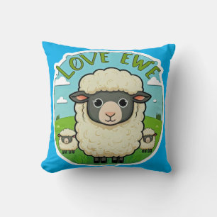 Lief Euw Cute Schaap Pun Hart Dier Kunst Kussen