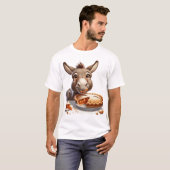 Lief ezel met Thanksgiving taart T-shirt (Voorkant volledig)