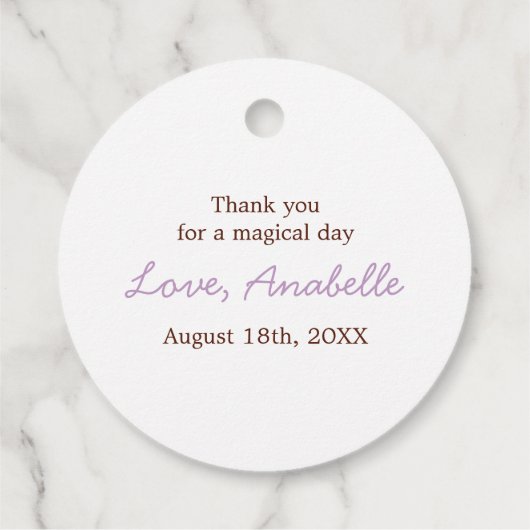 Lief Faerie Prinses Meisjes Verjaardag Bedankjes Labels (Achterkant)