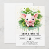 Lief Farmyard Vrienden Boho Varken Meisje Verjaard Kaart (Voorkant / Achterkant)